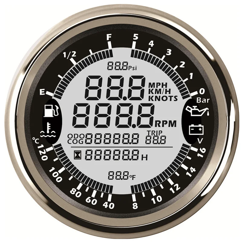 Тахометры 6 в 1, Автоматические приборы для настройки яркости 0-999 км, измерители уровня топлива, вольтметры 8-16 В для измерения давления масла 0-5 бар