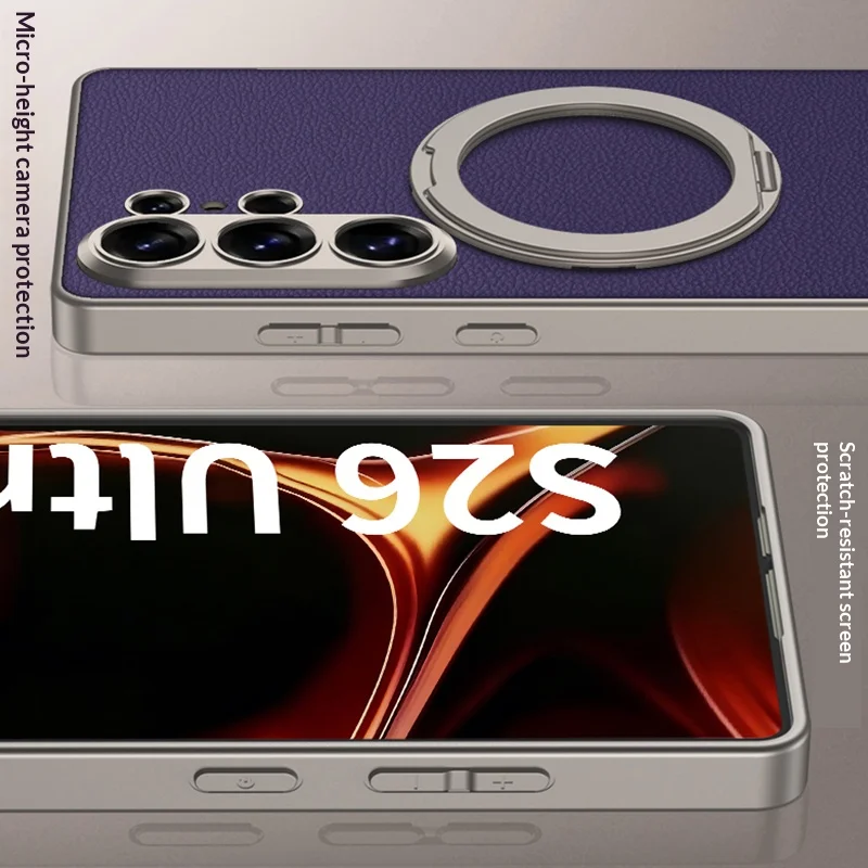 Rotating Magnetic Stand Phone Case with Soft Bumper PU Leather Shockproof Cover