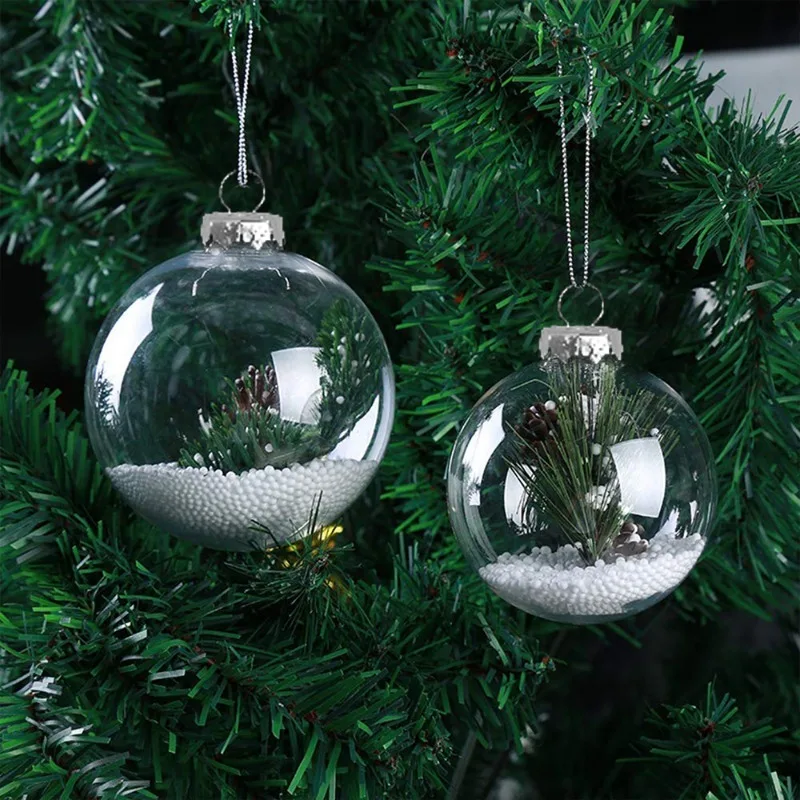 100/200pcs Round Christmas Ball Ornaments Caps Removable Metal Xmas Balls Hanging Caps Festive New Year Party DIY Decorations