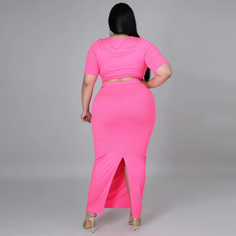 Plus Size Dresses Summer Suit Tight-fitting Skirt Sexy Soild Holiday Half Skirt Suit Tight-fitting Hip Sexy 2piece Suit
