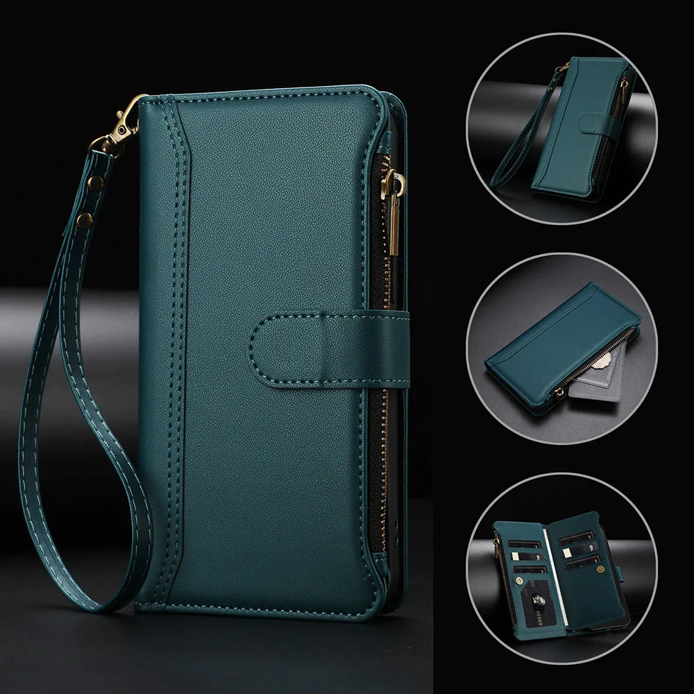 Zipper Wallet Flip Phone Case with Multi-Card Slots
