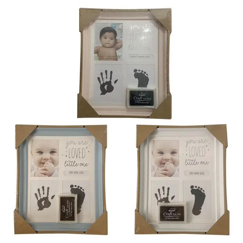 Newborn Hand and Foot Print Ornaments 12 Months Photo Frame with Craft Pad Home Decoration Baby Kids Birthday Gift 40JC