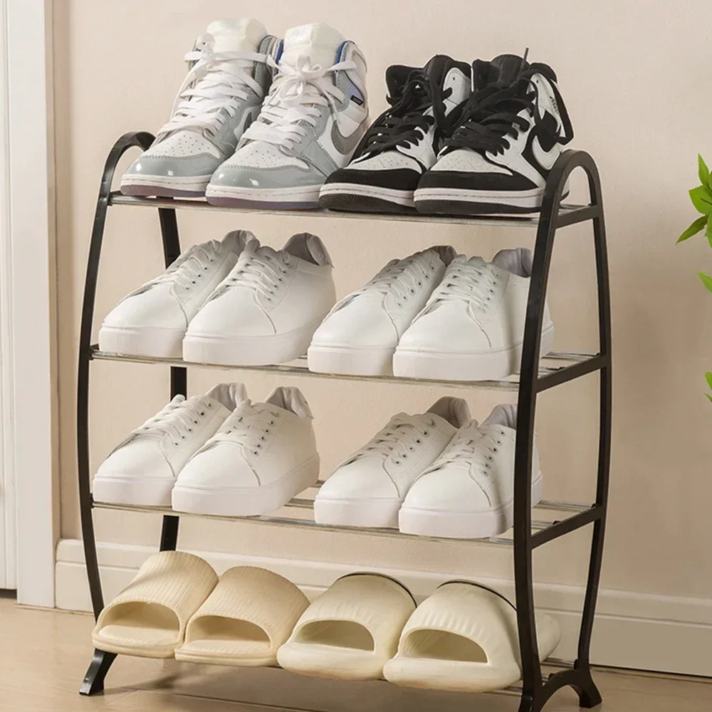 4 Layers Simple Shoe Rack Wear Resistant PP Material Storage Rack Elevated Design Modern Minimalism Shoe Organizer and Storage 5