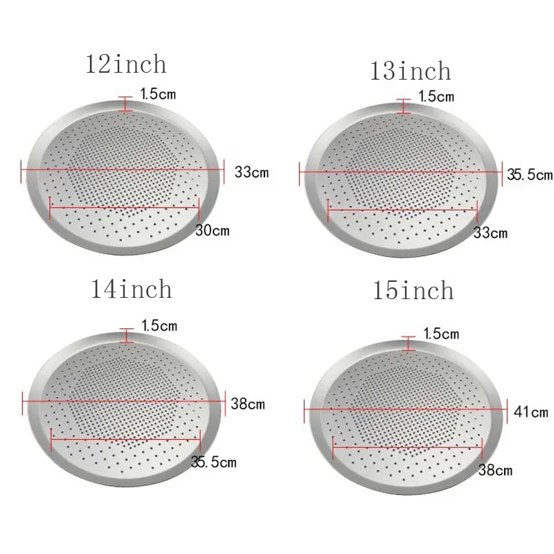6"9"10"11"12"13"14"15"Aluminum Pizza Tray Nonstick Pizza Baking Pan Plate Dishes Holder Bakeware Kitchen Baking Tools