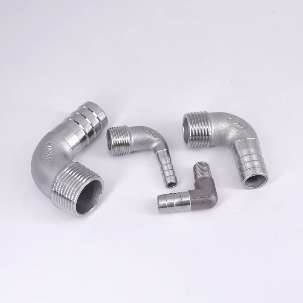 

1/4" 3/8" 1/2" 3/4" 1" BSPT Male x 8/10/12/25mm Hose tail Barb 90 Deg Elbow 304 Stainless Pipe Fitting Connector Water Gas Oil