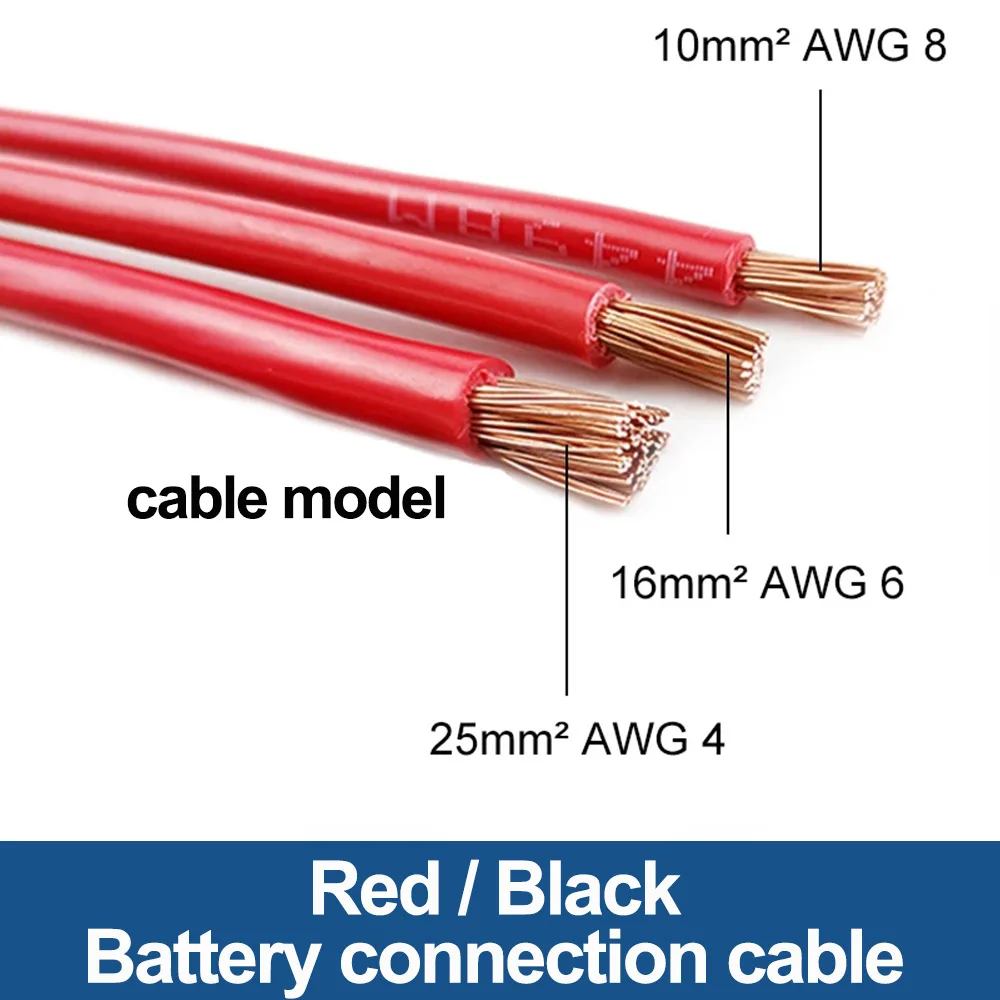 12V 24V 48V 72V RV Batterie Ups Kabel M8 Klemmen Kupfer Draht Kabel 8/6/4  AWG Wechsel richter Auto Batterie Ups verbinden - AliExpress
