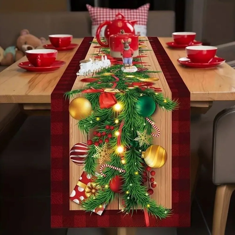 Polyester Christmas Table Runner for Xmas Party Decorations