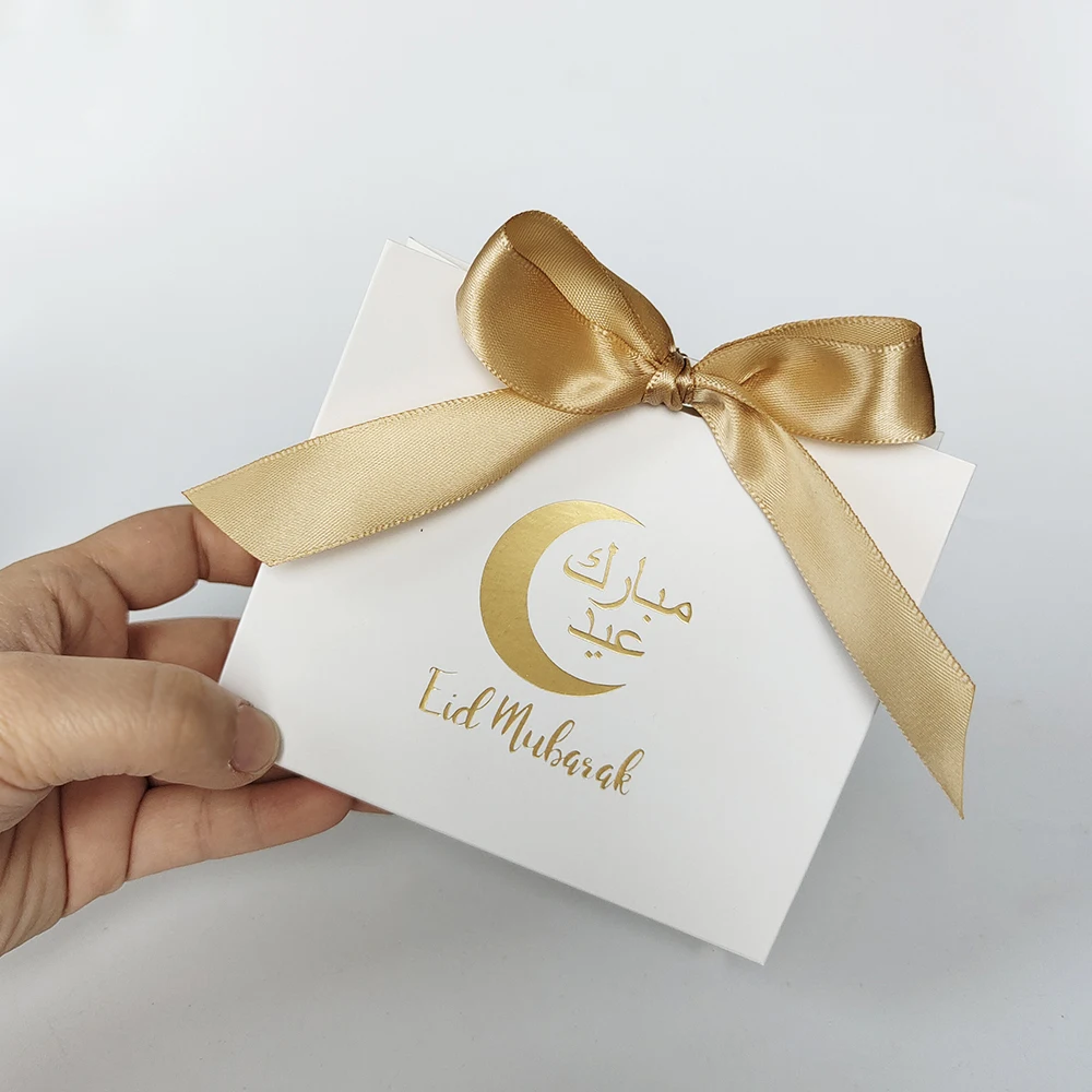 5Pcs Eid Mubarak Paper Gift Boxes Ramadan Kareem Candy Cookie Box Eid Party Gift Packaging Supplies Ramadan 2026
