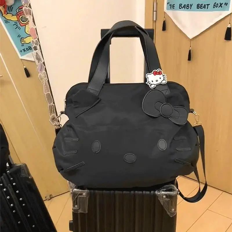 

Новая вместительная сумка для коротких поездок Hello Kitty, деловая дорожная сумка для багажа, повседневная сумка-тоут, сумка через плечо, женская сумка на колесиках