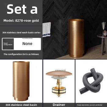 304 สแตนเลสสตีลรอบคอลัมน์อ่างล้างหน้าแบบบูรณาการชั้นยืนสวนกลางแจ้งอ่างล้างหน้า Luxury Bar โรงแรมห้องน้ําอ่างล้างจาน w 34