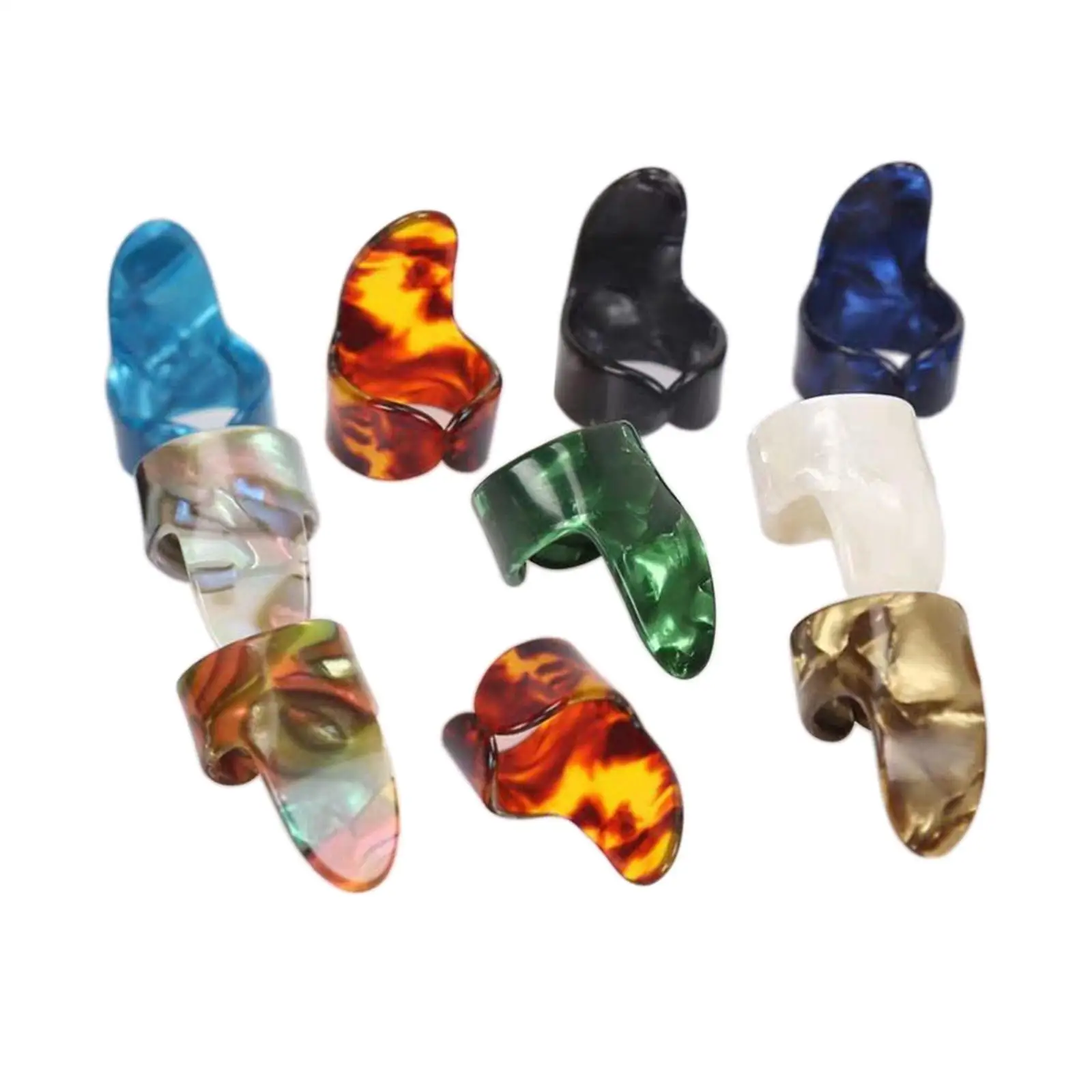 10 Pieces Thumb Finger Picks Colorful Nail Plectrum for Ukulele Bass Acoustic Guitar