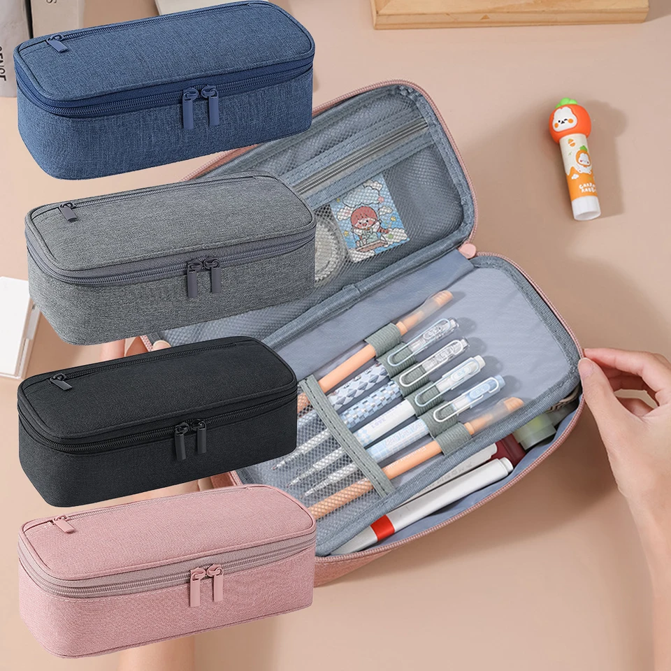 Estuche Escolar Expandible, Bolígrafo De Lona Plegable Estuche De Bolsa De Cosméticos Organizador De Caja Para