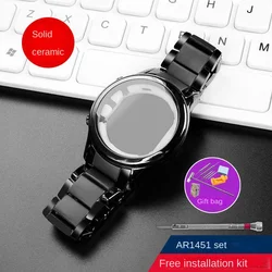 Premium Ceramic Watchband with Folding Buckle - Men's Strap 22mm/24mm (AR1451 Case and band)