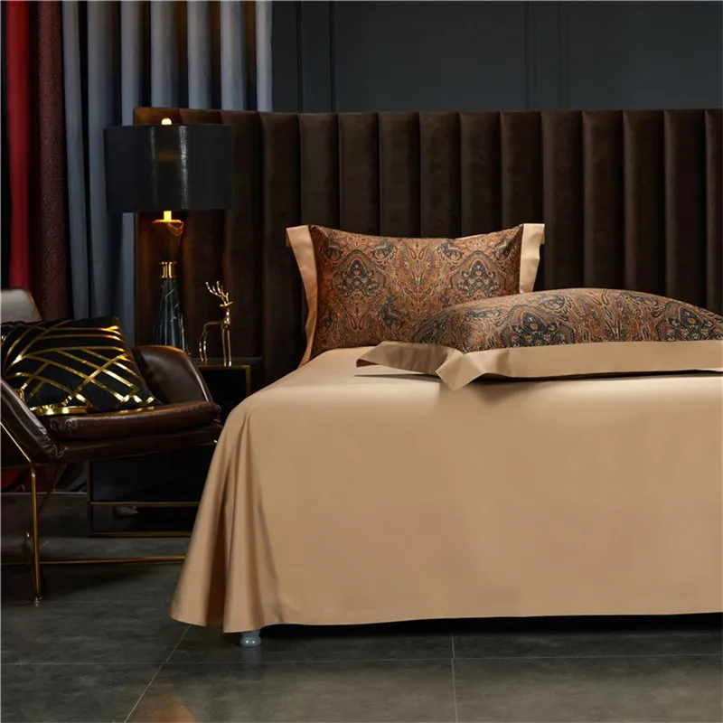 Vintage Brown Chocolate Boho Duvet Cover Set Queen King 4Pcs Luxury 1000TC Egyptian Cotton Soft Bedding Bed Sheet Pillowcases