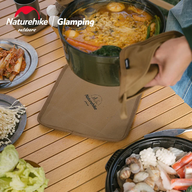 Naturehike New Canvas Heat Insulation Pad Waterproof Oil-proof Light Luxury Tableware Pad Portable Camping Equipment Table