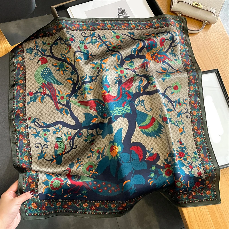 

New Square Shawl Floral 100% Pure Silk Scarf for Women Hair Ribbon Headband Luxury Brand Neck Tie Wrist Wrap Neckerchief Bandana