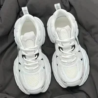 Women's Sport Shoes Breathable Mesh Thick Bottom Casual Summer White Sneakers All-Match Ankle Cover Rubber Outsole Shoes
