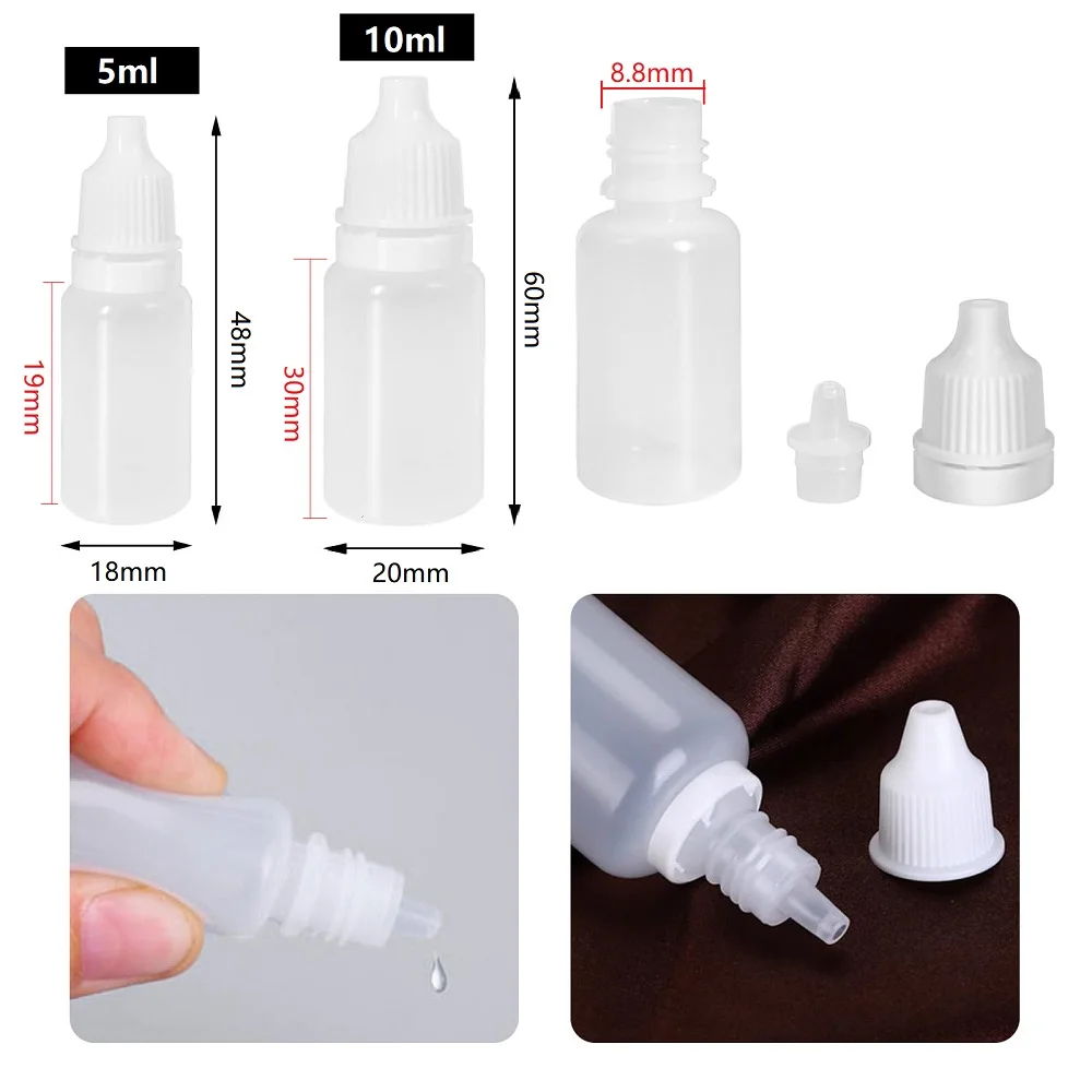 Portable Squeezable Semi-Transparent Refillable Dropper Bottles (50/100 Pack)