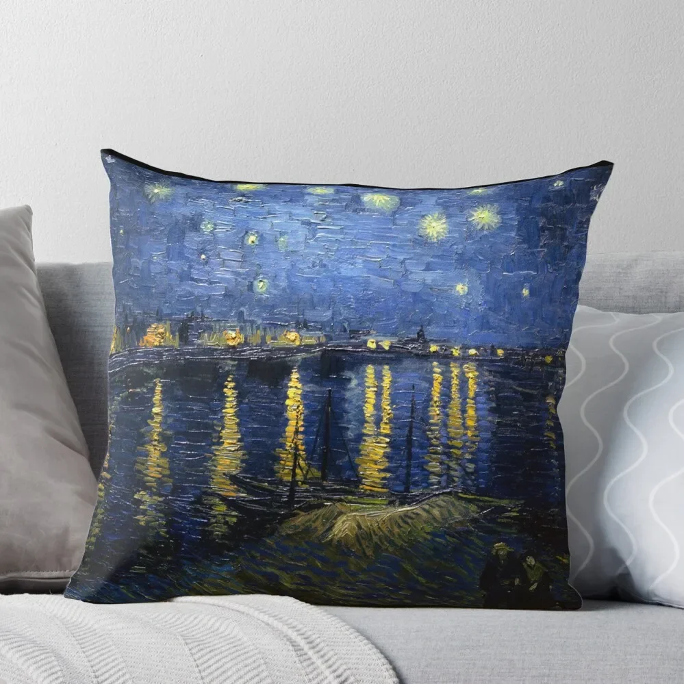 

Starry Night Over the Rhone - Van Gogh Throw Pillow Couch Pillows christmas decorations for home 2024