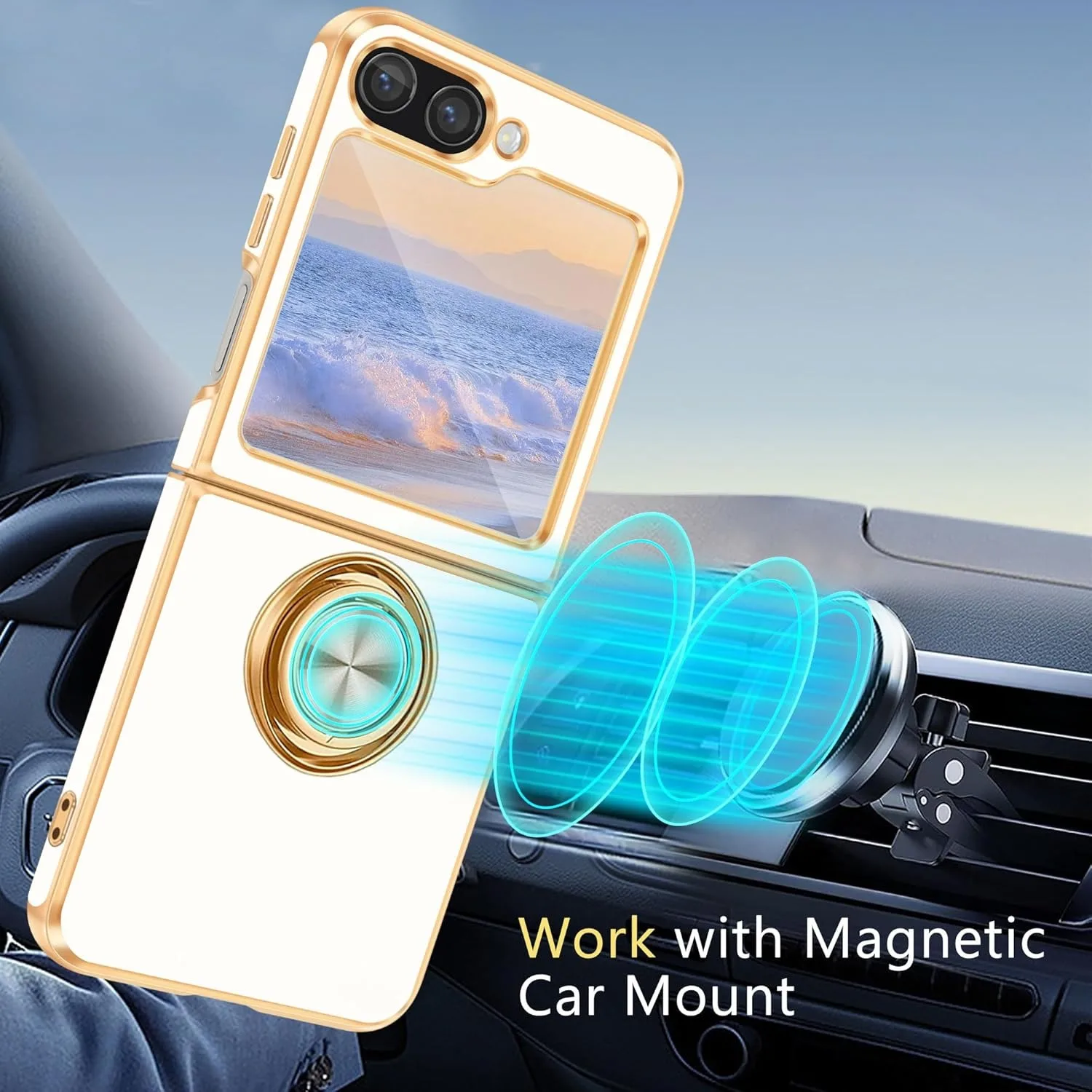 Electroplate Solid Color Magnetic Ring Holder Phone Case