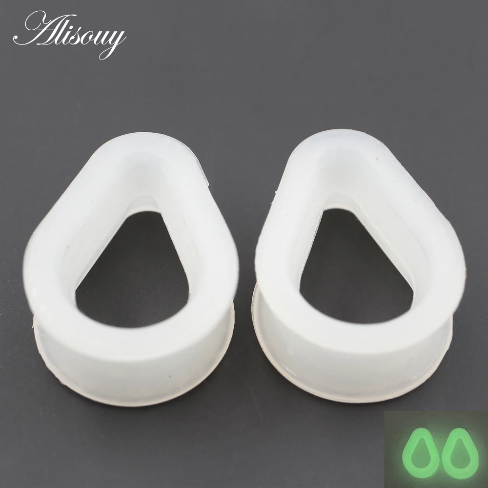 Alisouy-pendientes flexibles de silicona de 2 piezas, Piercing de gota de agua, tapones para los oídos, expansor de túnel, dilatadores, joyería