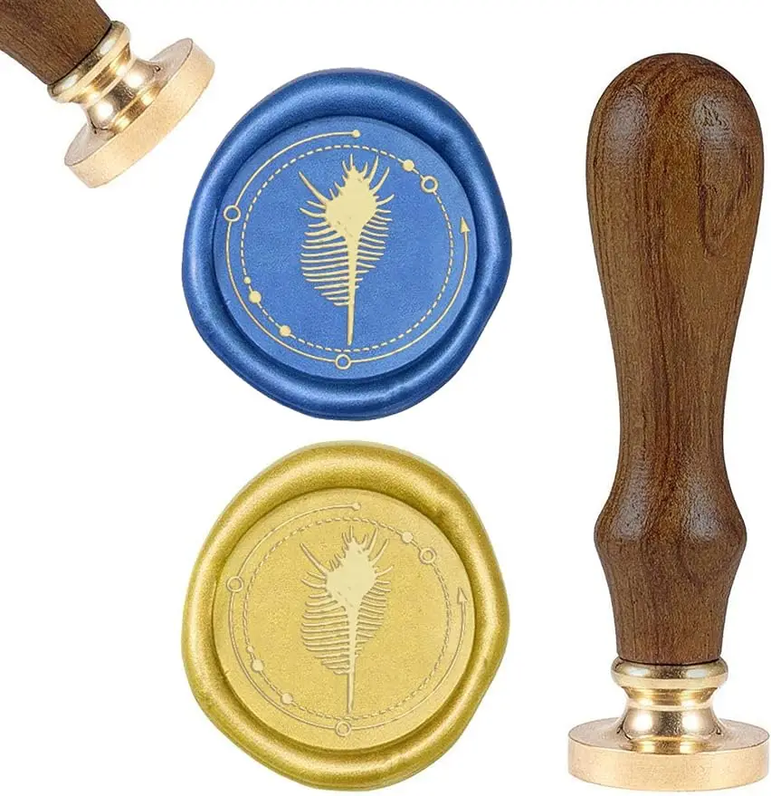 

1PC Wax Seal Stamp Conch Vintage Wax Sealing Stamps Ocean Animal Retro Wood Handle Stamp Removable Brass Head 25mm for Envelopes