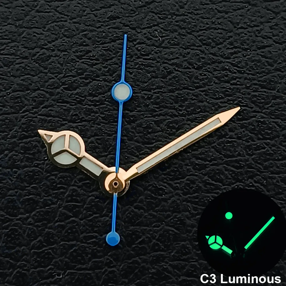 Silver/Gold/Rose Gold Watch Hands with Green Cyan Luminous Finish - Premium Timepiece Accessory