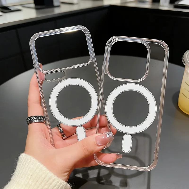 Magnetic Clear Shockproof Phone Case with Wireless Charging Compatibility