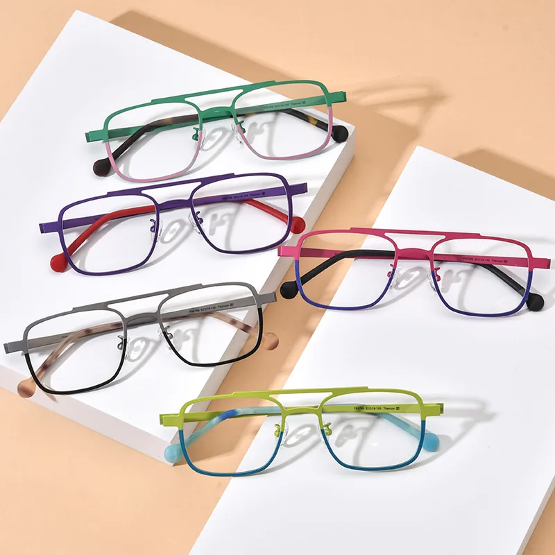Nobler Unisex Full Rim Square Double Bridge Titanium Eyeglasses