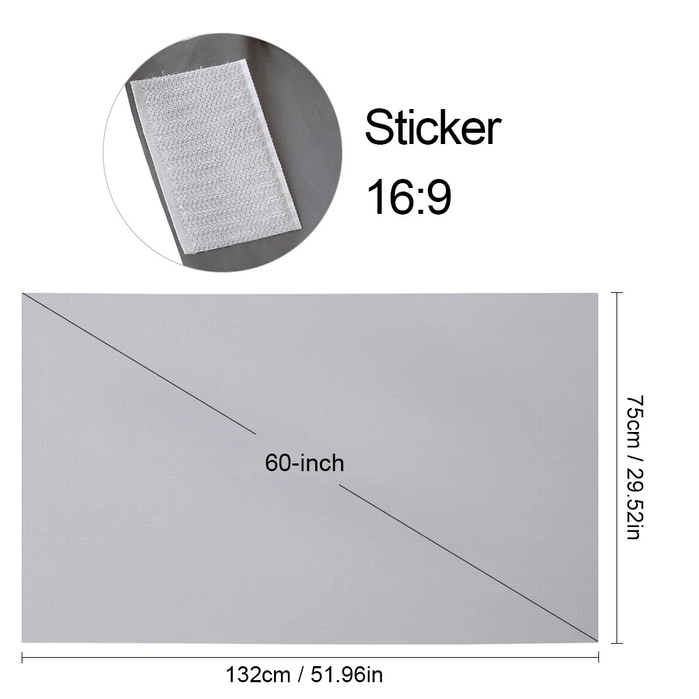 12 inç Taşınabilir Projektör Ekranı HD 16:9 Çerçevesiz Video Projeksiyon Ekranı Katlanabilir Duvara Monte Ev Sineması Ofis Filmleri için