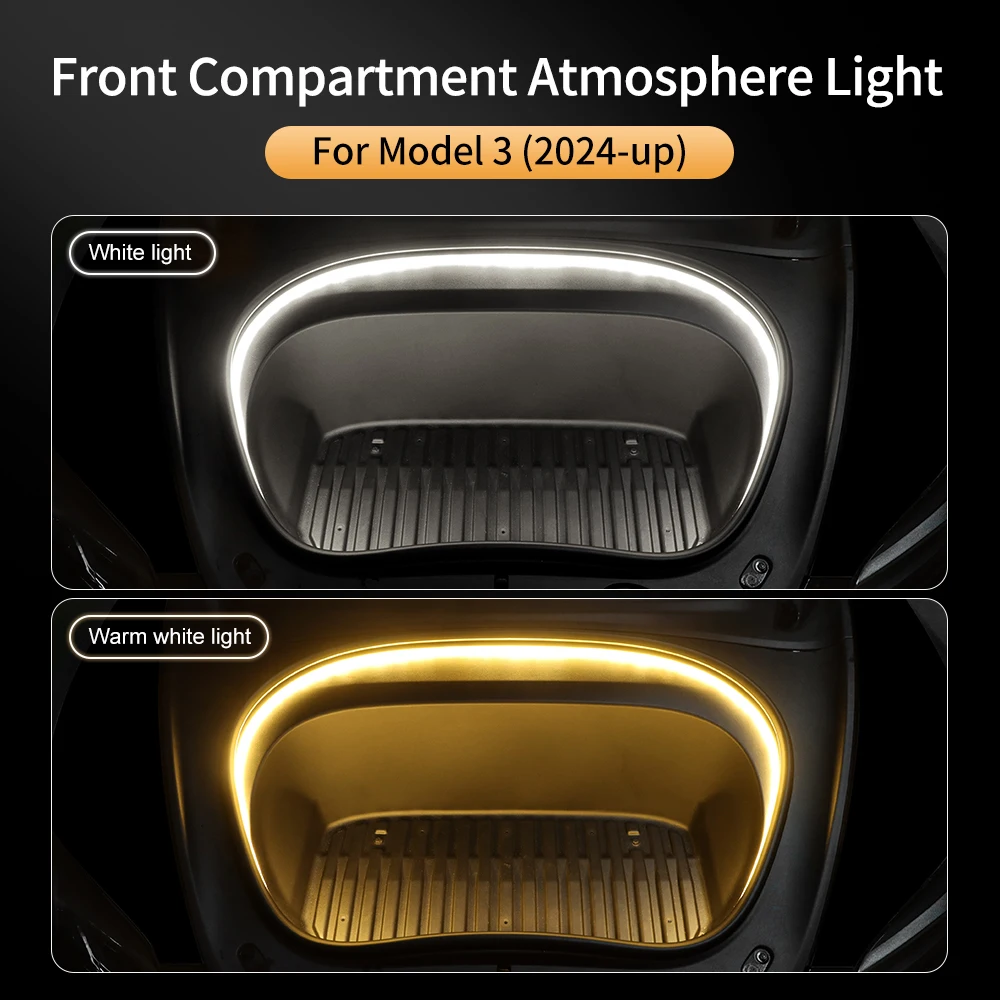 Tira de luces LED para maletero delantero de Tesla Model 3 Highland 2024 2025, impermeable, flexible, para bricolaje, flexible, para luz delantera y trasera del maletero.