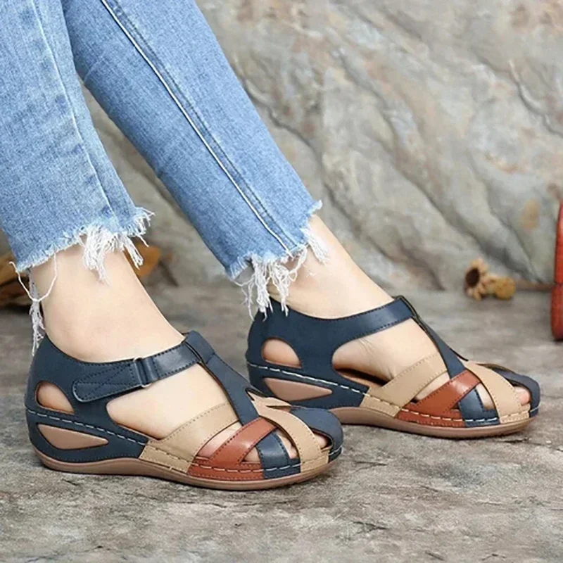 Sandales imperméables rondes pour femmes, chaussures d'extérieur confortables et décontractées, pantoufles à la mode, grande taille