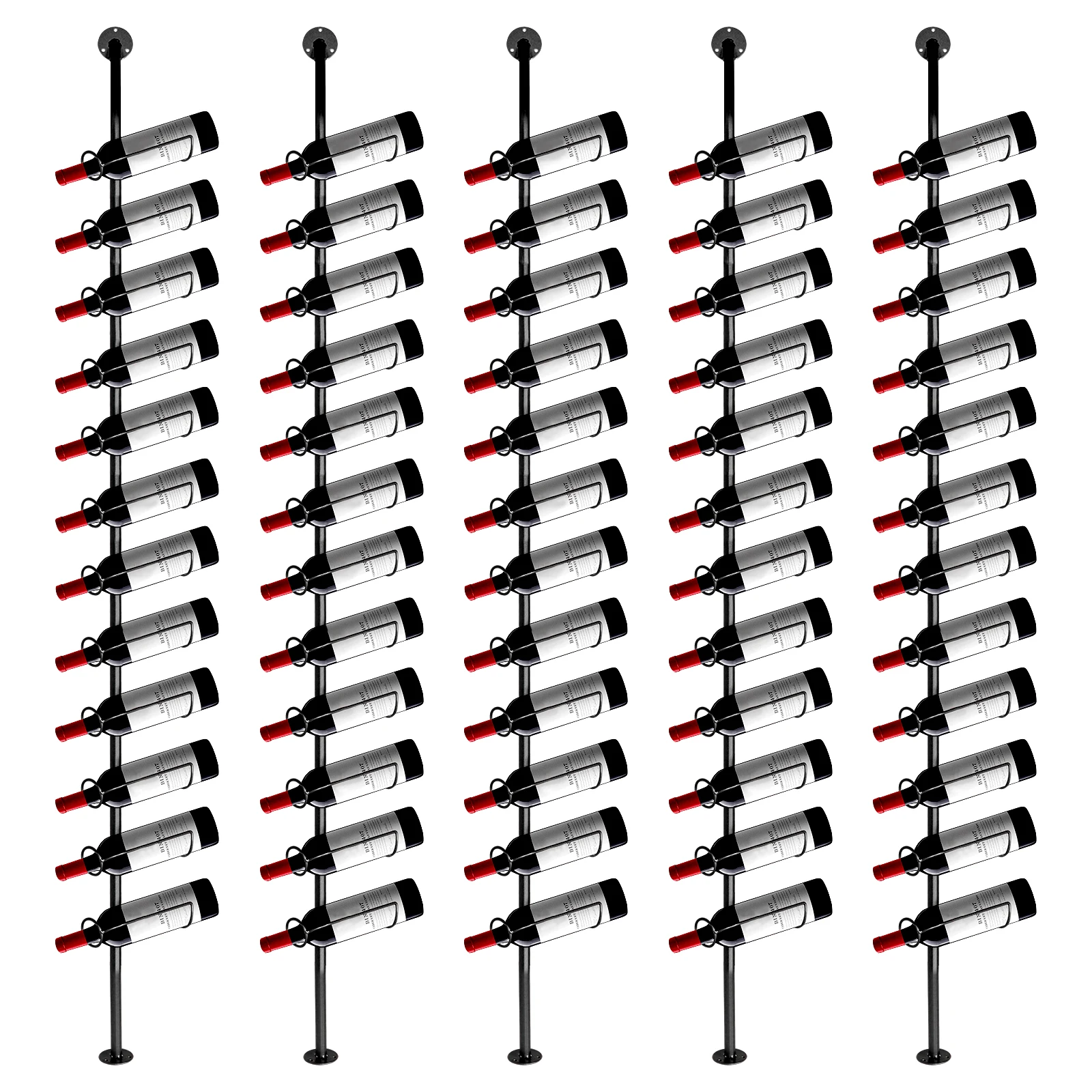 Metal Wall Mounted Wine Rack for 60 Bottles Black Storage Holder