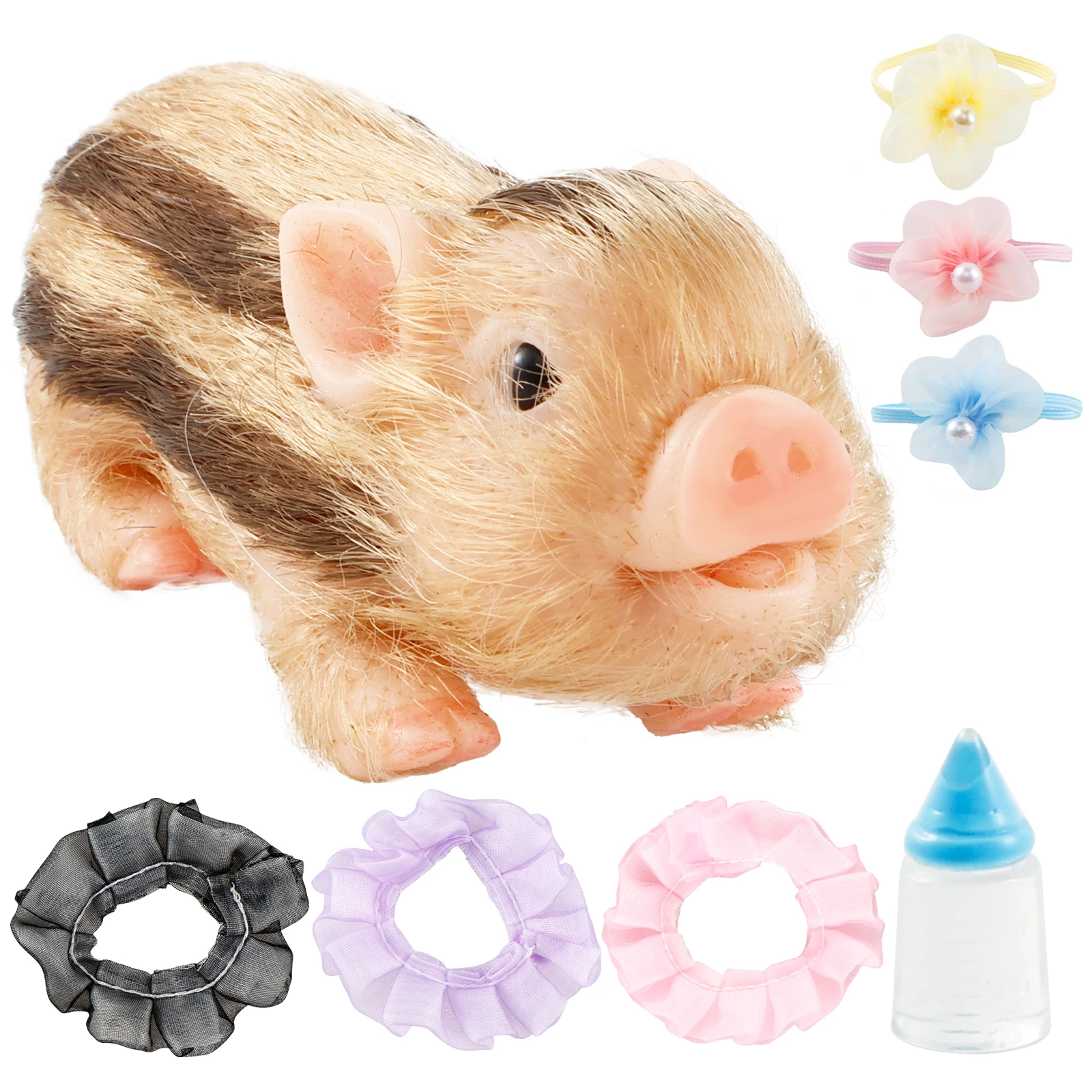 5In Silicone Pig Doll Toy Mini Soft Lifelike Silicone Pig Doll Cute Newborn Interesting Full Silicone Body Pig Toy with Clothes