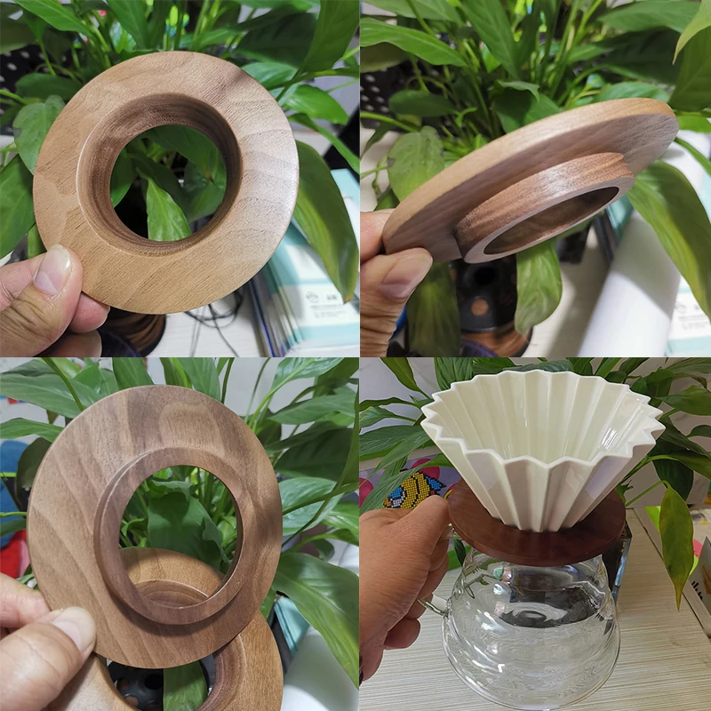 V50V60 Universal Filter Cup Holder Hand Brewed Coffee Filter Cup Holder Origami Wooden Bracket
