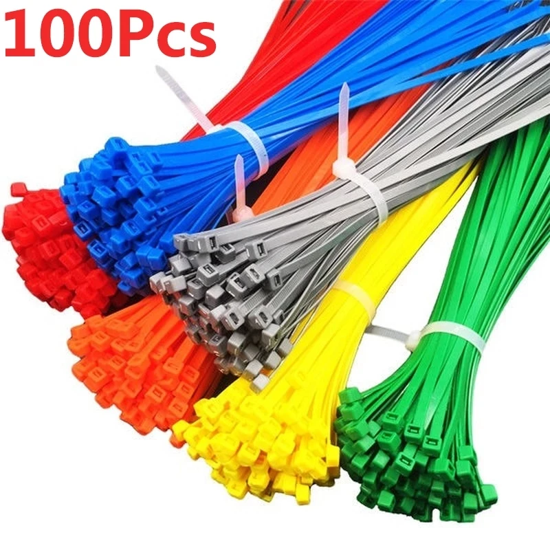 

100pcs Adjustable Self-Locking Nylon Wire 3x100mm Cable Zip Ties Cable Ties Organiser Fasten Cable Green Red Blue Yellow