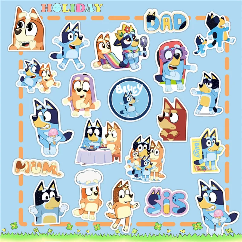 100 Cartoon Bluey Animation Periferiche Creative Kids Graffiti Stickers Quaderno Impermeabile Water Cup Decorazioni Di Cancelleria