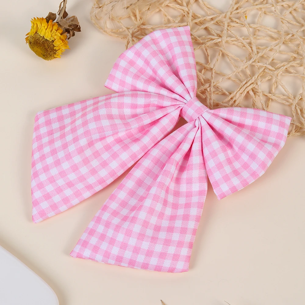 Elegant Plaid Bow Hair Clips - Vintage Checkered Bowknot Hairpin in Trendy Korean Style