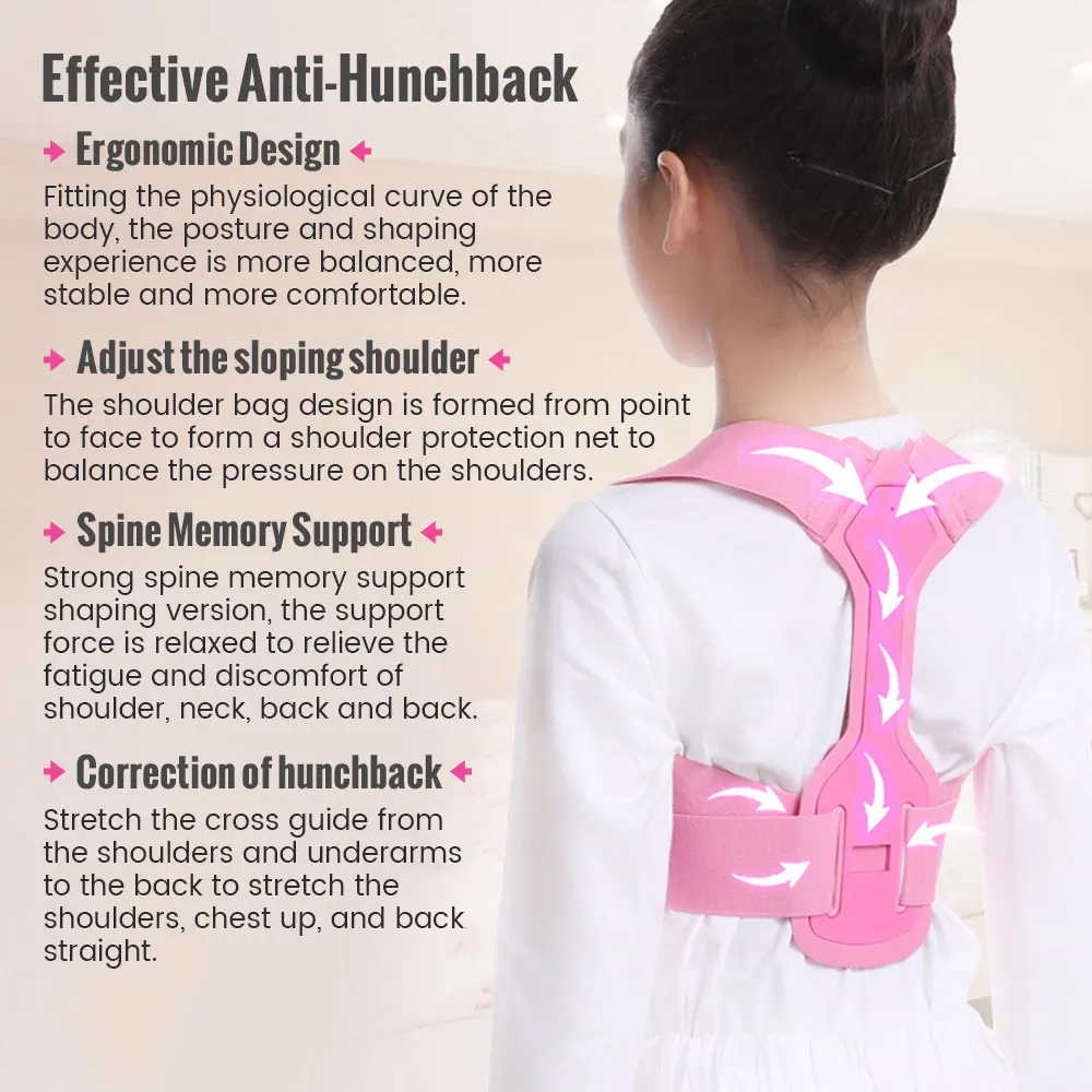 Children Adjustable Posture Corrector Back Support Boy Girls Shoulder Belt Rectify Spine Straight Correction Back Support  Brace 3
