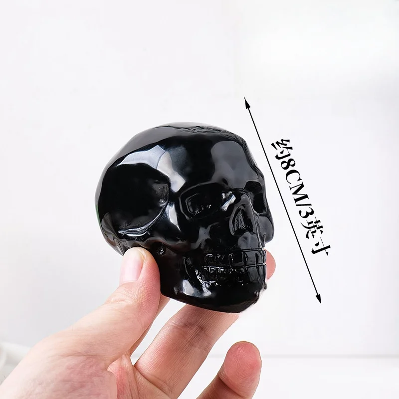 3 Inch Crystal Skulls Hand Carving Statue Home Desk Ornament Decoration Reiki Healing Fengshui Collection Gifts 4