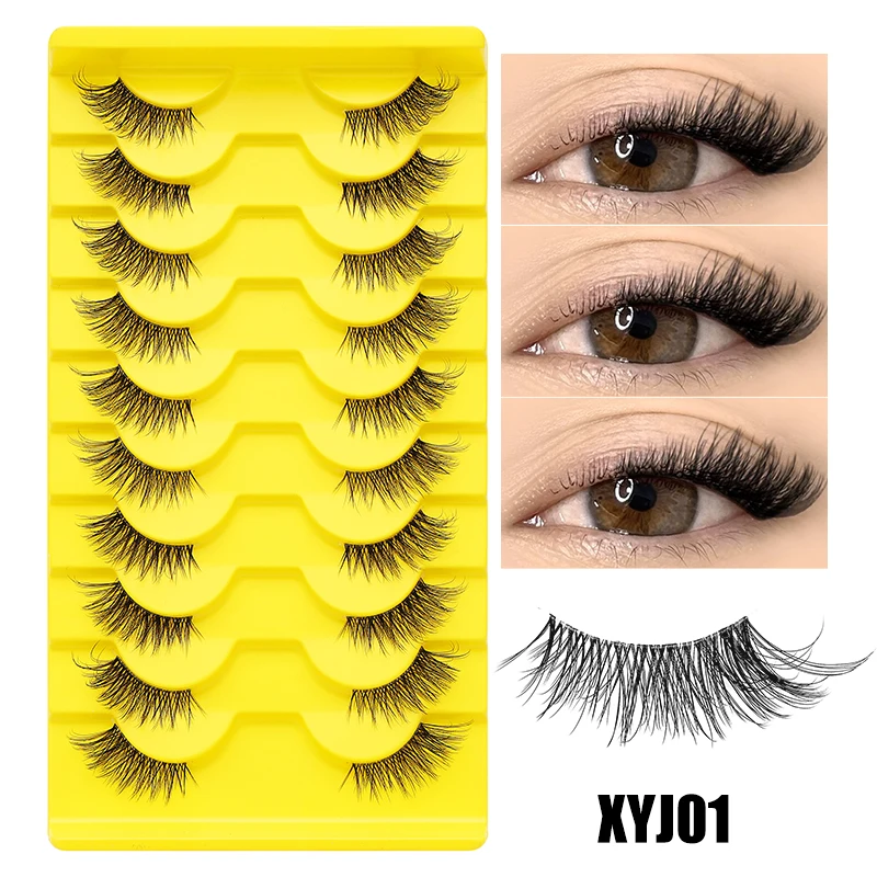 DINGSEN 10 Paar geflügelte Halb-Wimpern im Cat-Eye-Design für natürlichen Flauschigkeit und natürliches Aussehen, falsche Wimpernverlängerung als Beauty-Tool – Detail 7