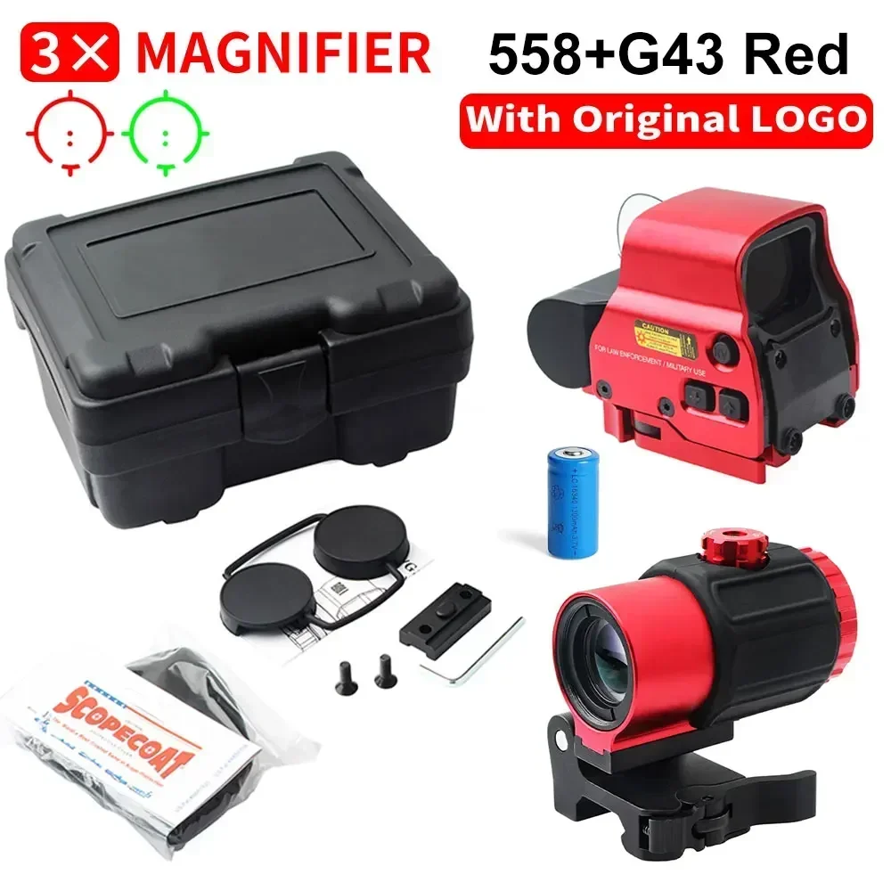 Eotech Holographic Collimator 558 Red Dot Sight G43/G33/G45 3X 5X Magnifier Airsoft Hunting Gear w/ 20mm Rail Mounts & QD Lever red dot sight holographic collimator