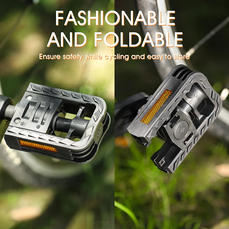 WEST BIKING Foldable Bike Pedals Non-slip Footboard With Reflector Sealed Bearing MTB Road Bicycle Flat Pedal Bike Accessories