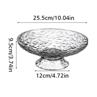 1PC Modern Style Fruit Tray Transparent Ripple Round Drain Fruit Basket Kitchen Counter Table Centerpiece Decorative Home Decor 2