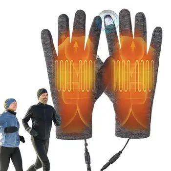 USB Rechargeable Heated Motorcycle Gloves Touch Screen Gloves Heating Thermal Gloves Windproof Heated Gloves for Women Men 1