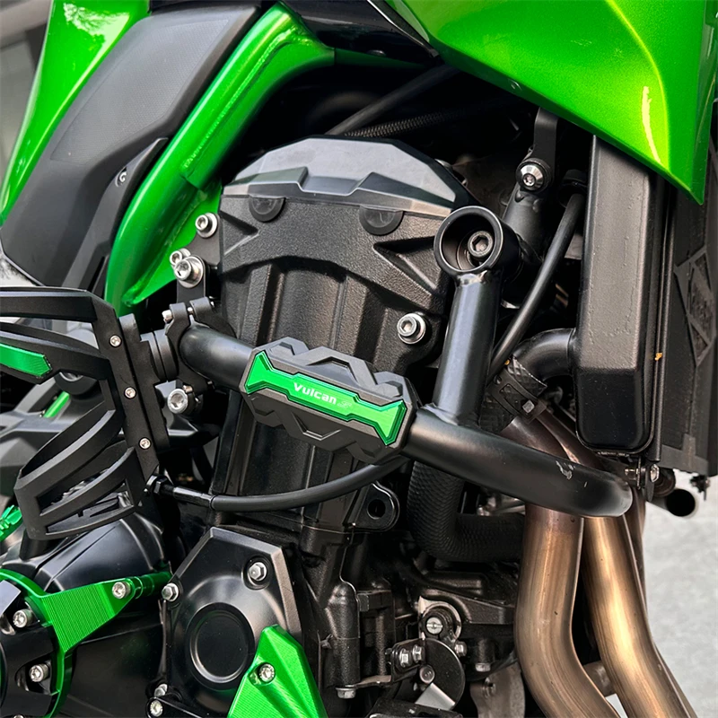 VULCANS Motorcycle Crash Bar Bumper Engine Guard with Decorative Block