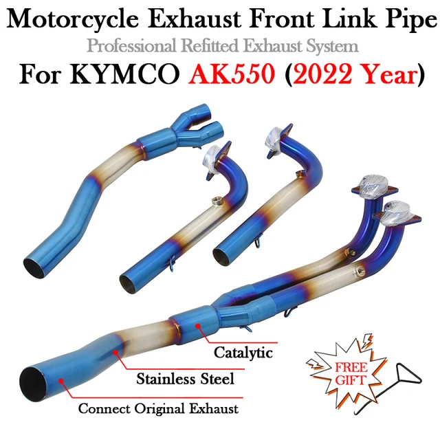 Slip On For KYMCO AK550 AK 550 2022 Motorcycle Exhaust System Escape Moto Modify Scooter Bike Tube With Catalyst Front Link Pipe - - Racext 1