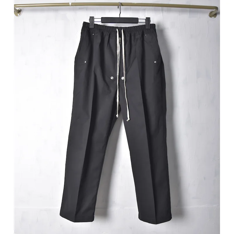 

2024 Rick Design Cotton Solid Black Harlan Hanging Straight Tube Workwear Pants Casual Long Pants