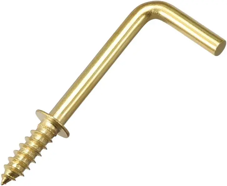 

Kidisoii 1" Screw Eye Hooks Self Tapping Screws Screw-in Hanger Hooks with Plate Golden 50pcs