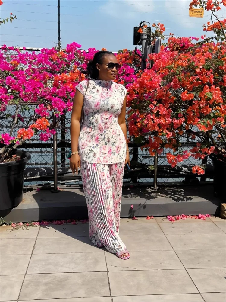 Wmstar Two Piece Set Women Casual Draped Top and Pants Sets Wide Leg Fall Clothes Office Lady Matching Wholesale Dropshipping